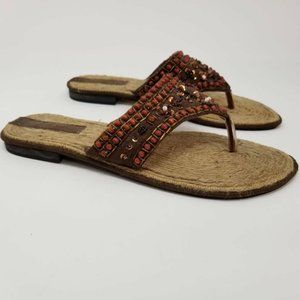 Wild Diva Viva-01 Flip Flop Sandals Brown Rope 8.5